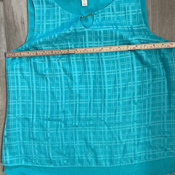 DANA BUCHMAN Women's Textured Print Sleeveless Blouse- Size L - Picture 5 of 11